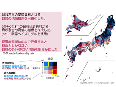都道府県単位の評価では見えにくい「自殺の多い地域」の可視化に成功－九大ほか