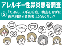 アレルギー性鼻炎患者調査　Vol.5【「たぶん、スギ花粉症」検査をせずに自己判断する患者はどのくらい？】